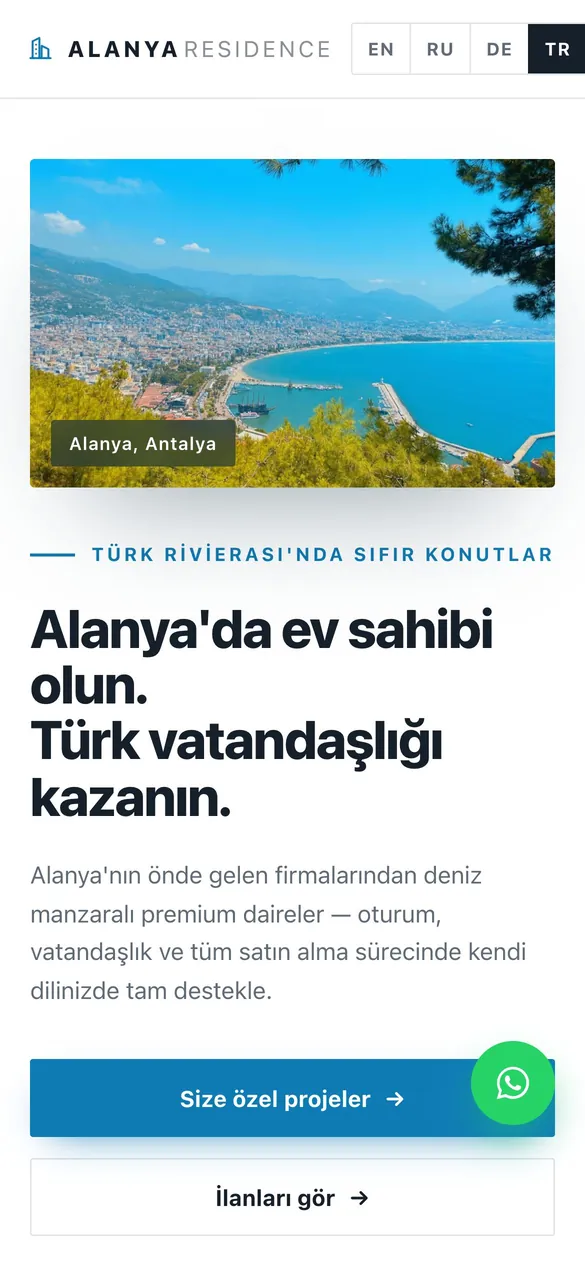 Alanya Residence mobil görünümü