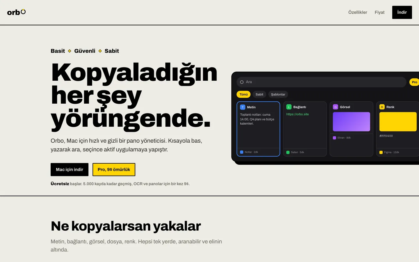 Orbo masaüstü ana sayfa görünümü