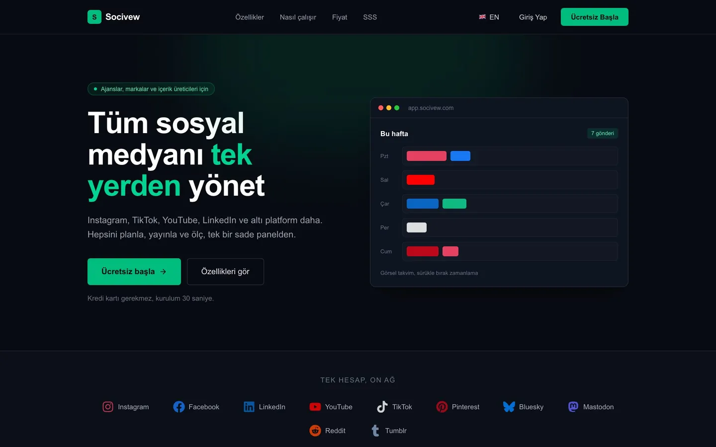 Socivew masaüstü ana sayfa görünümü